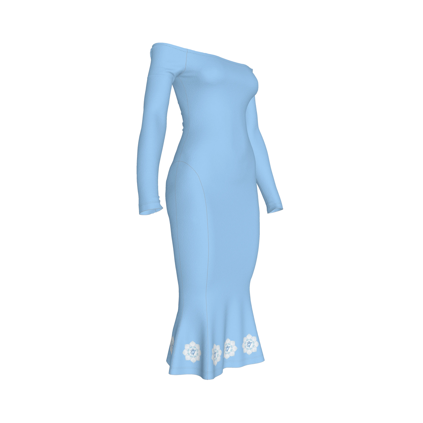 Blue Dream Throat Activation Off Shoulder Dress