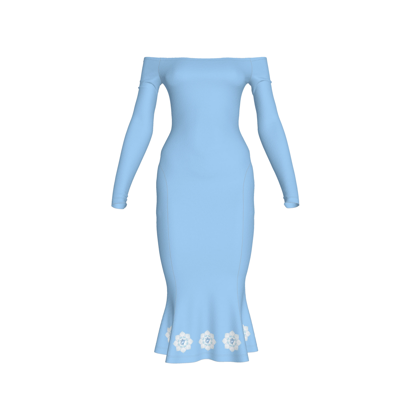 Blue Dream Throat Activation Off Shoulder Dress