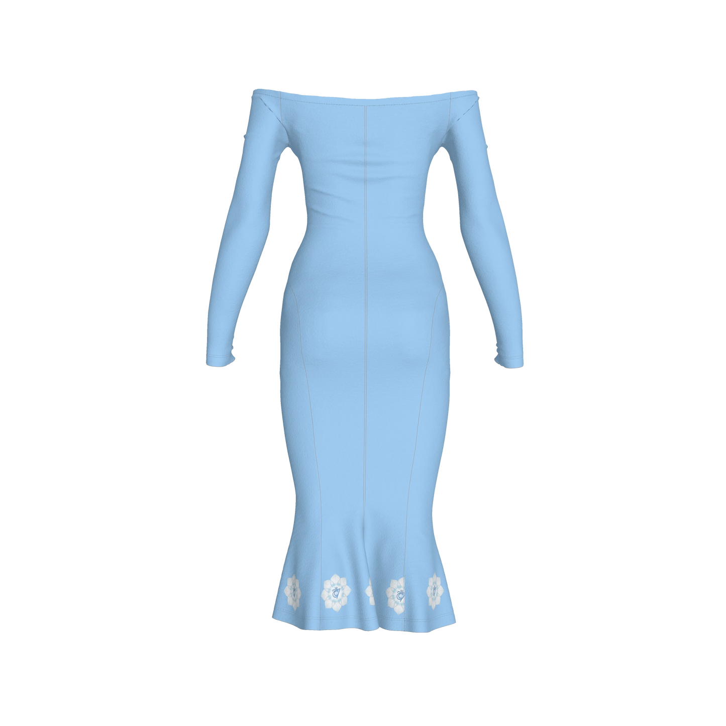 Blue Dream Throat Activation Off Shoulder Dress