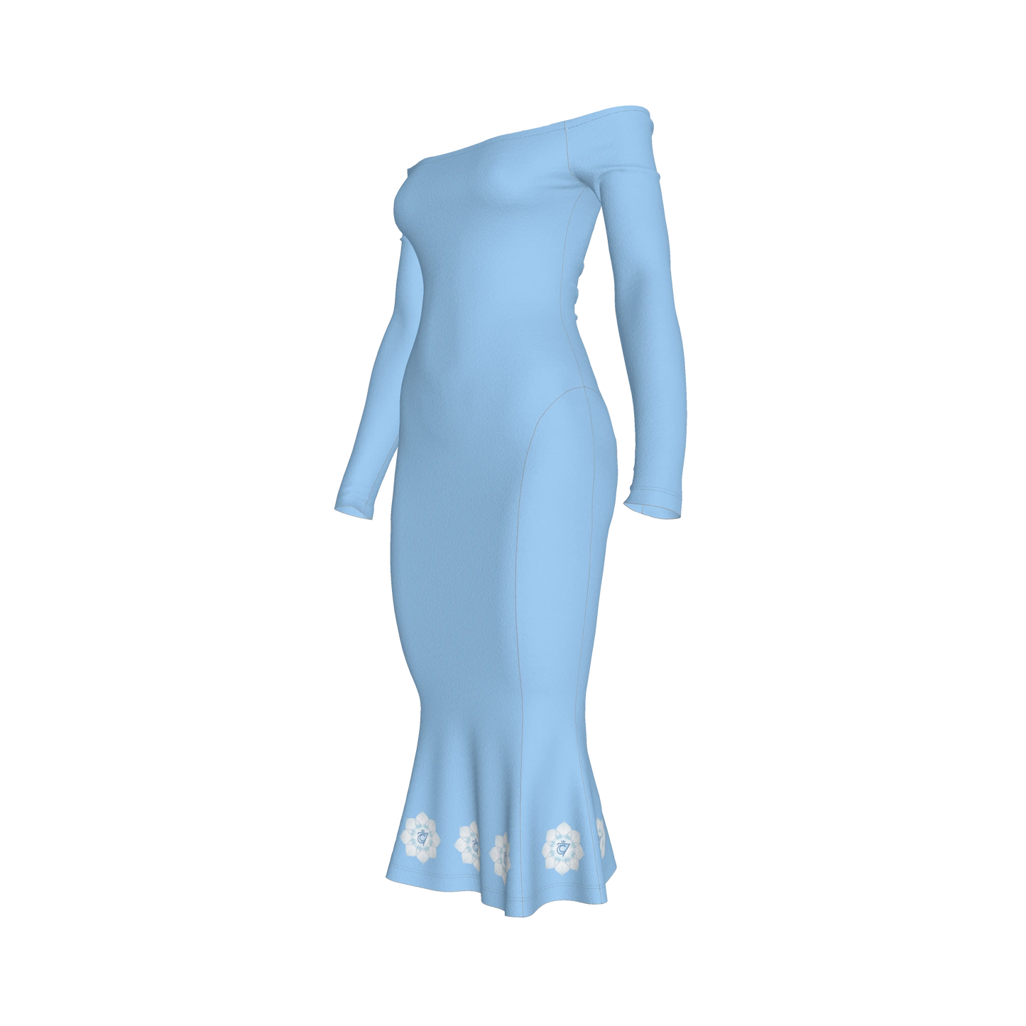 Blue Dream Throat Activation Off Shoulder Dress